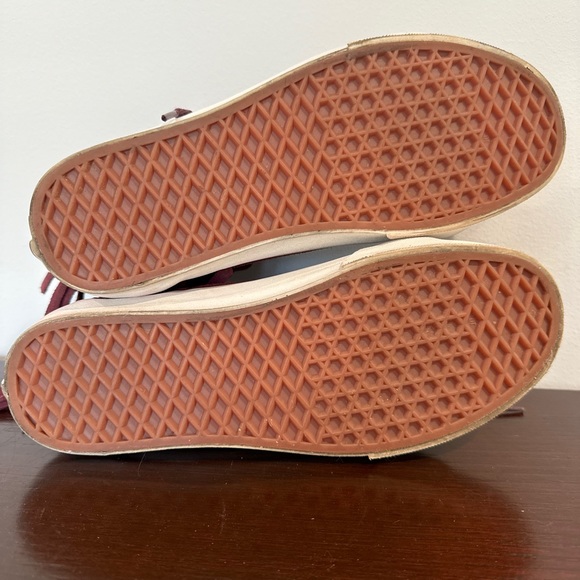 Maroon Fringe Suede Vans Sneakers - Picture 5 of 5